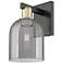 Arcadia Bella 11"H Black Antique Brass Sconce With Light Smoke Shade