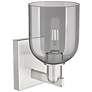 2_Arcadia Bella 11"H Brushed Satin Nickel Sconce With Light Smoke Shade more views