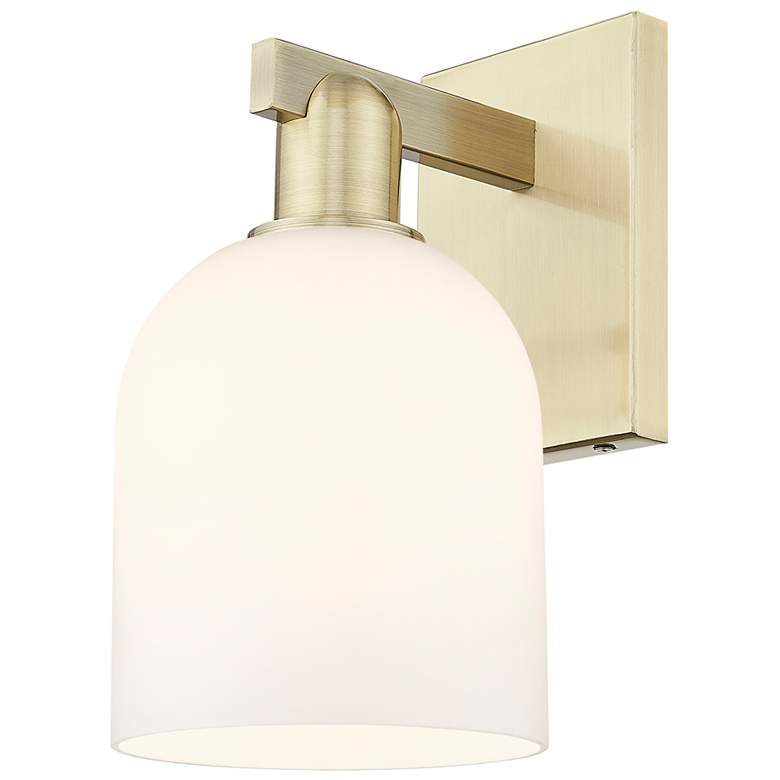 Image 1 Arcadia Bella 11" High Antique Brass Sconce With White Shade
