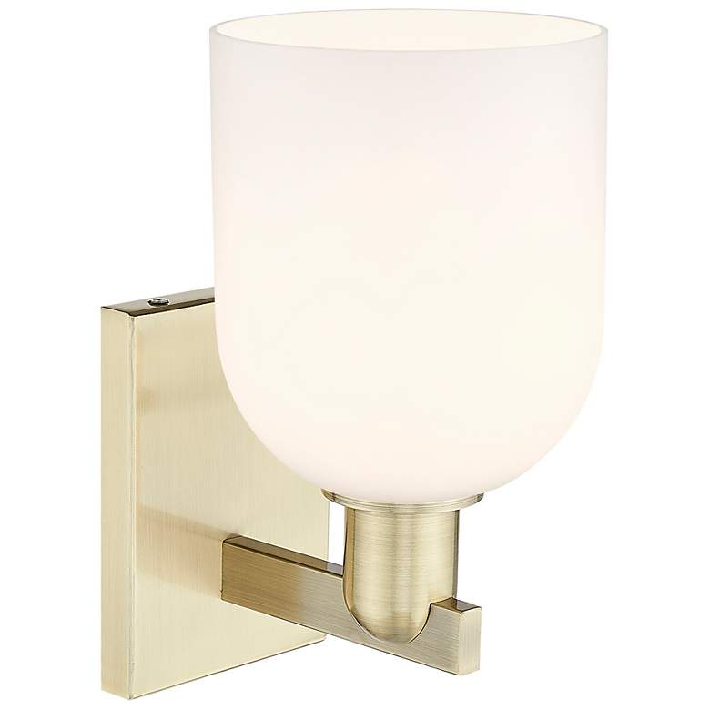 Image 2 Arcadia Bella 11" High Antique Brass Sconce With White Shade more views
