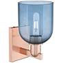 2_Arcadia Bella 11" High Antique Copper Sconce With Blue Shade more views