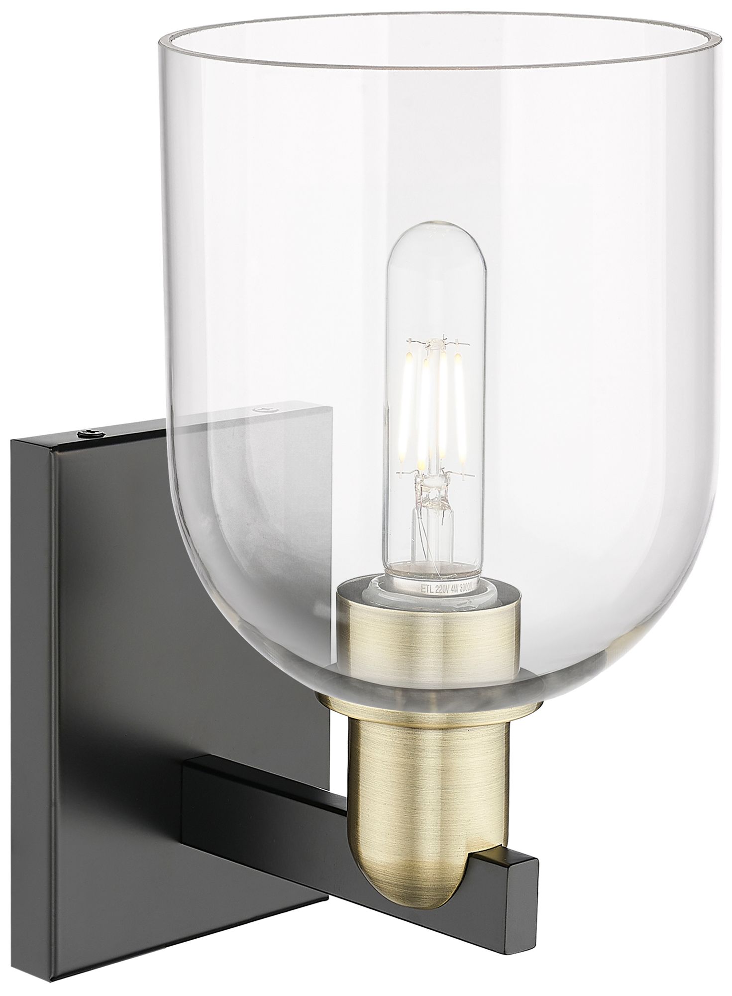 Image 2 Arcadia Bella 11" High Black Antique Brass Sconce With Clear Shade more views