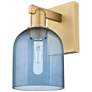 1_Arcadia Bella 11" High Brushed Brass Sconce With Blue Shade
