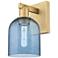 Arcadia Bella 11" High Brushed Brass Sconce With Blue Shade