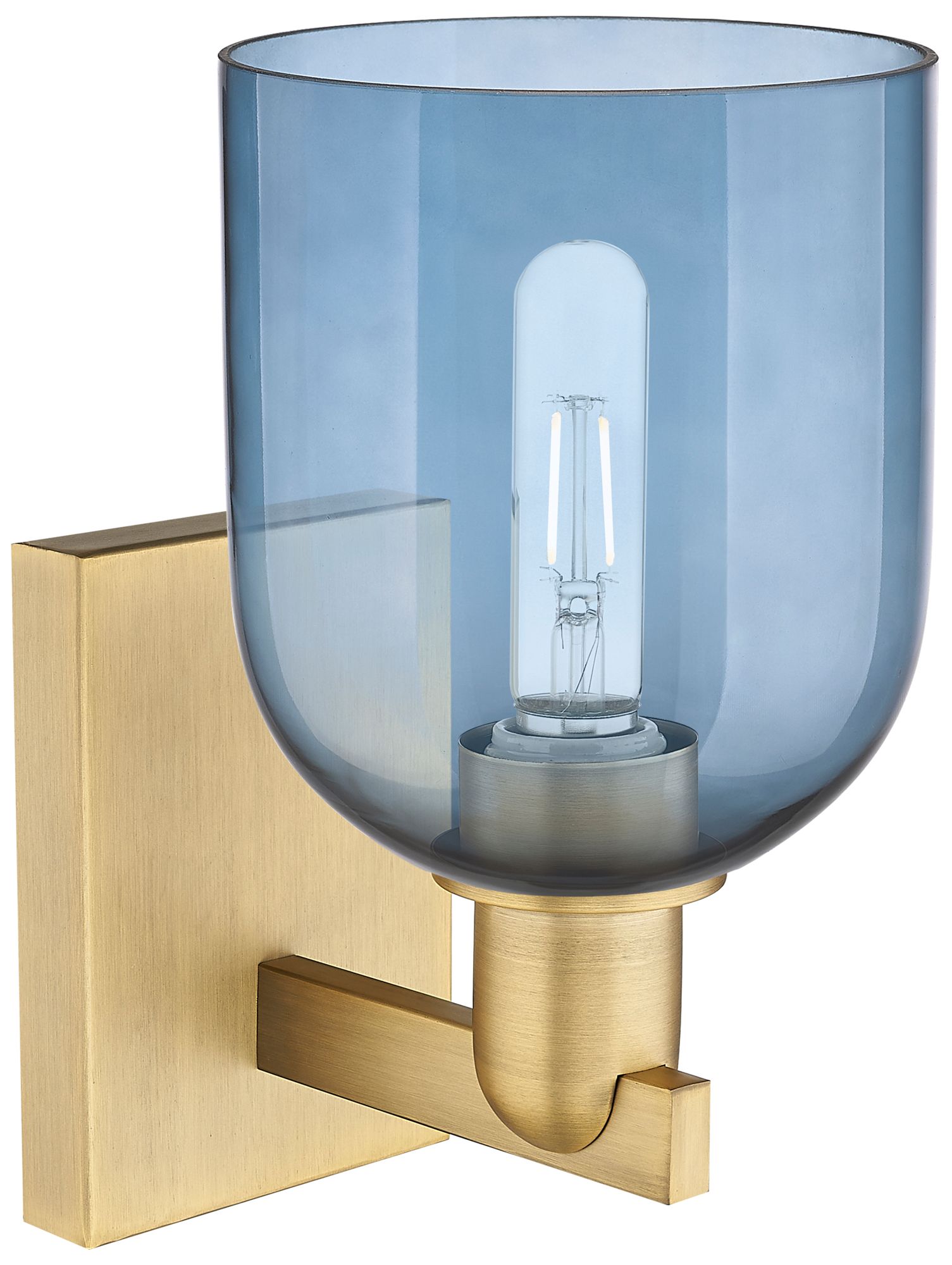 Image 2 Arcadia Bella 11" High Brushed Brass Sconce With Blue Shade more views