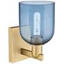 2_Arcadia Bella 11" High Brushed Brass Sconce With Blue Shade more views