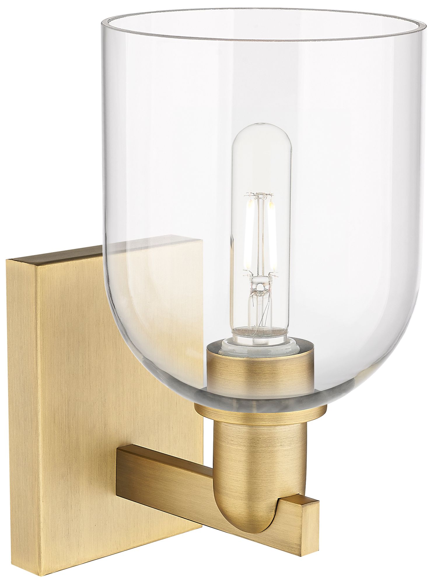 Image 2 Arcadia Bella 11" High Brushed Brass Sconce With Clear Shade more views