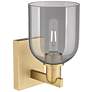 2_Arcadia Bella 11" High Brushed Brass Sconce With Light Smoke Shade more views