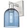 Arcadia Bella 11" High Brushed Satin Nickel Sconce With Blue Shade