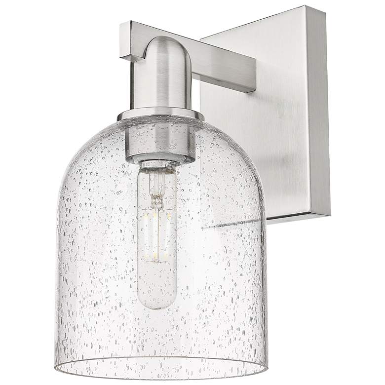 Image 1 Arcadia Bella 11" High Brushed Satin Nickel Sconce With Seedy Shade