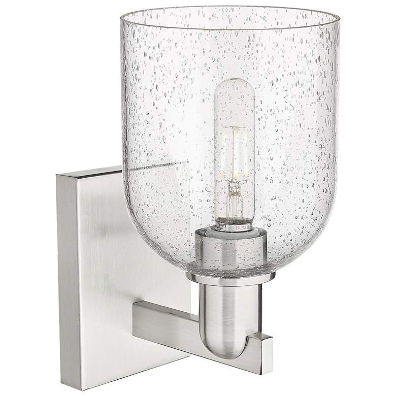 Image 2 Arcadia Bella 11" High Brushed Satin Nickel Sconce With Seedy Shade more views