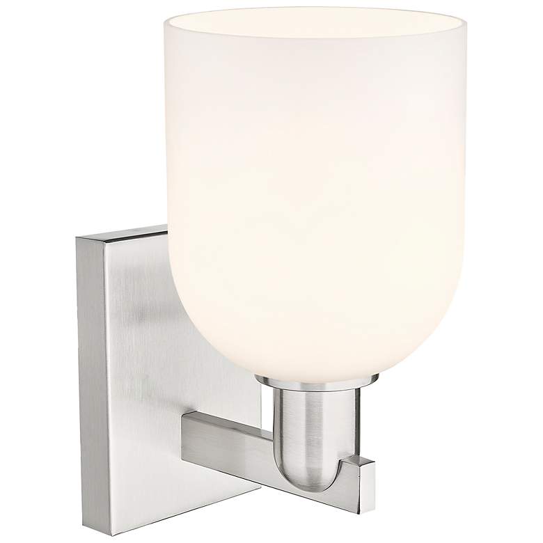 Image 2 Arcadia Bella 11" High Brushed Satin Nickel Sconce With White Shade more views