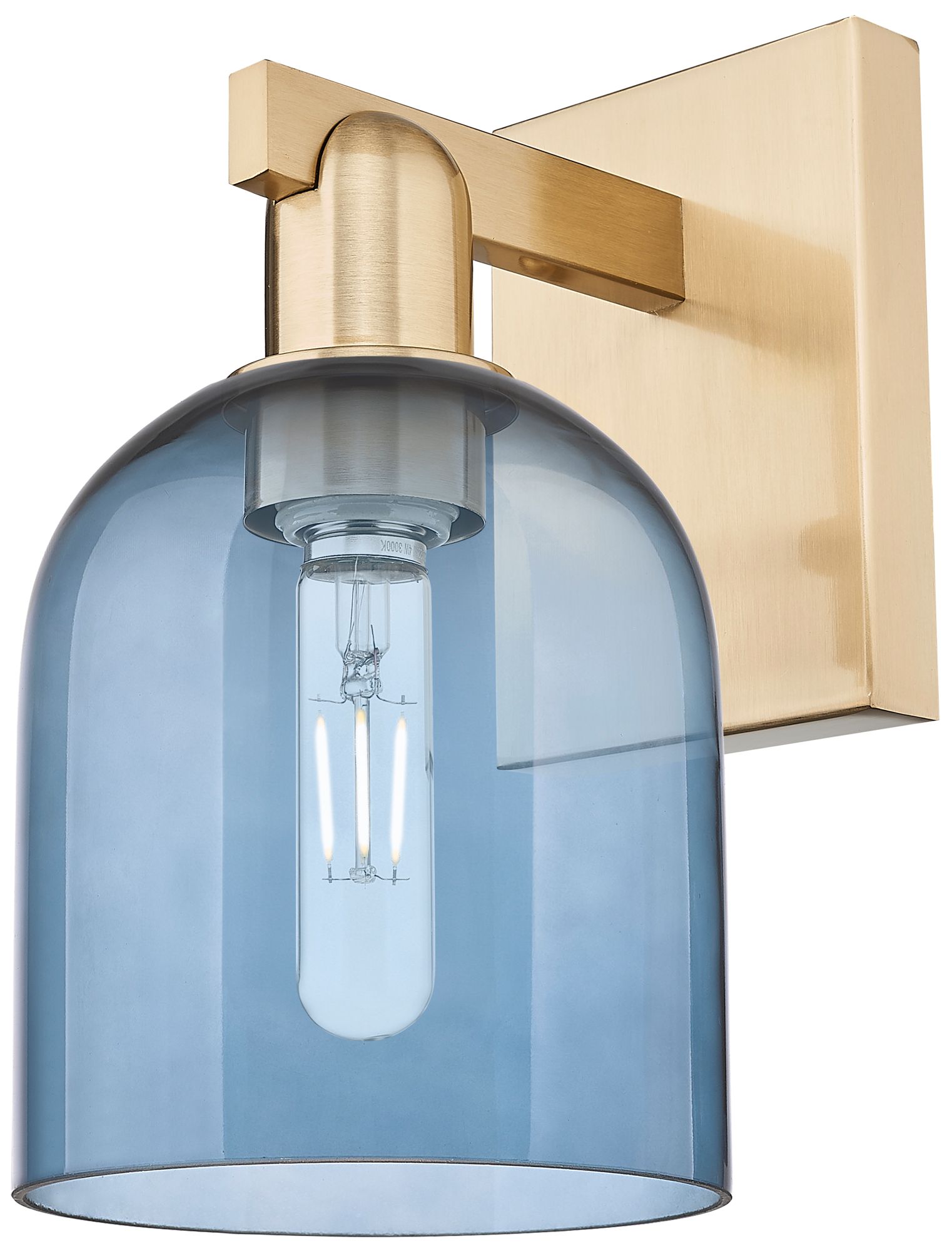 Arcadia Bella 11" High Champagne Bronze Sconce With Blue Shade