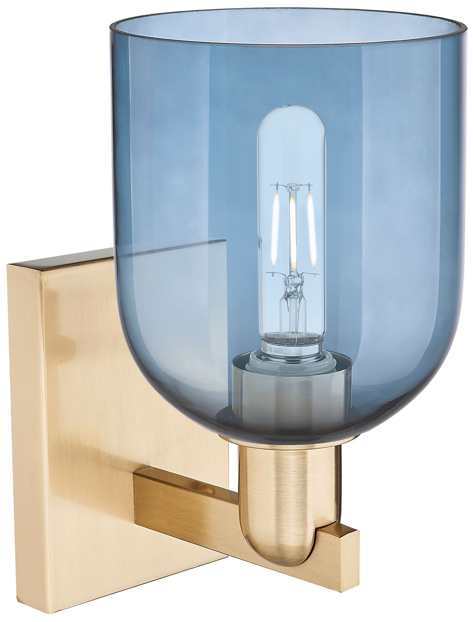 Image 2 Arcadia Bella 11" High Champagne Bronze Sconce With Blue Shade more views