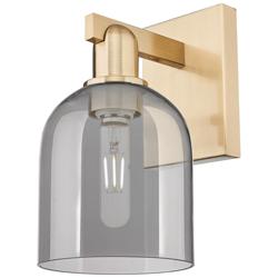 Arcadia Bella 11" High Champagne Bronze Sconce With Light Smoke Shade