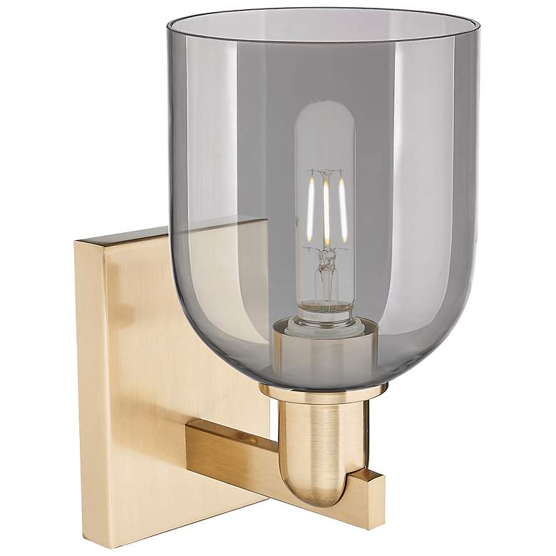 Image 2 Arcadia Bella 11" High Champagne Bronze Sconce With Light Smoke Shade more views