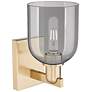 2_Arcadia Bella 11" High Champagne Bronze Sconce With Light Smoke Shade more views