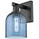Arcadia Bella 11" High Matte Black Sconce With Blue Shade