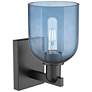 2_Arcadia Bella 11" High Matte Black Sconce With Blue Shade more views