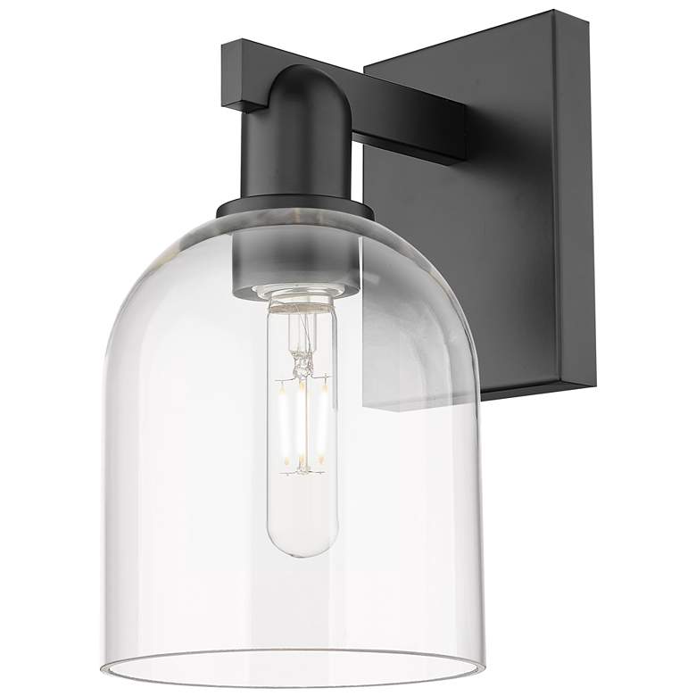 Image 1 Arcadia Bella 11" High Matte Black Sconce With Clear Shade
