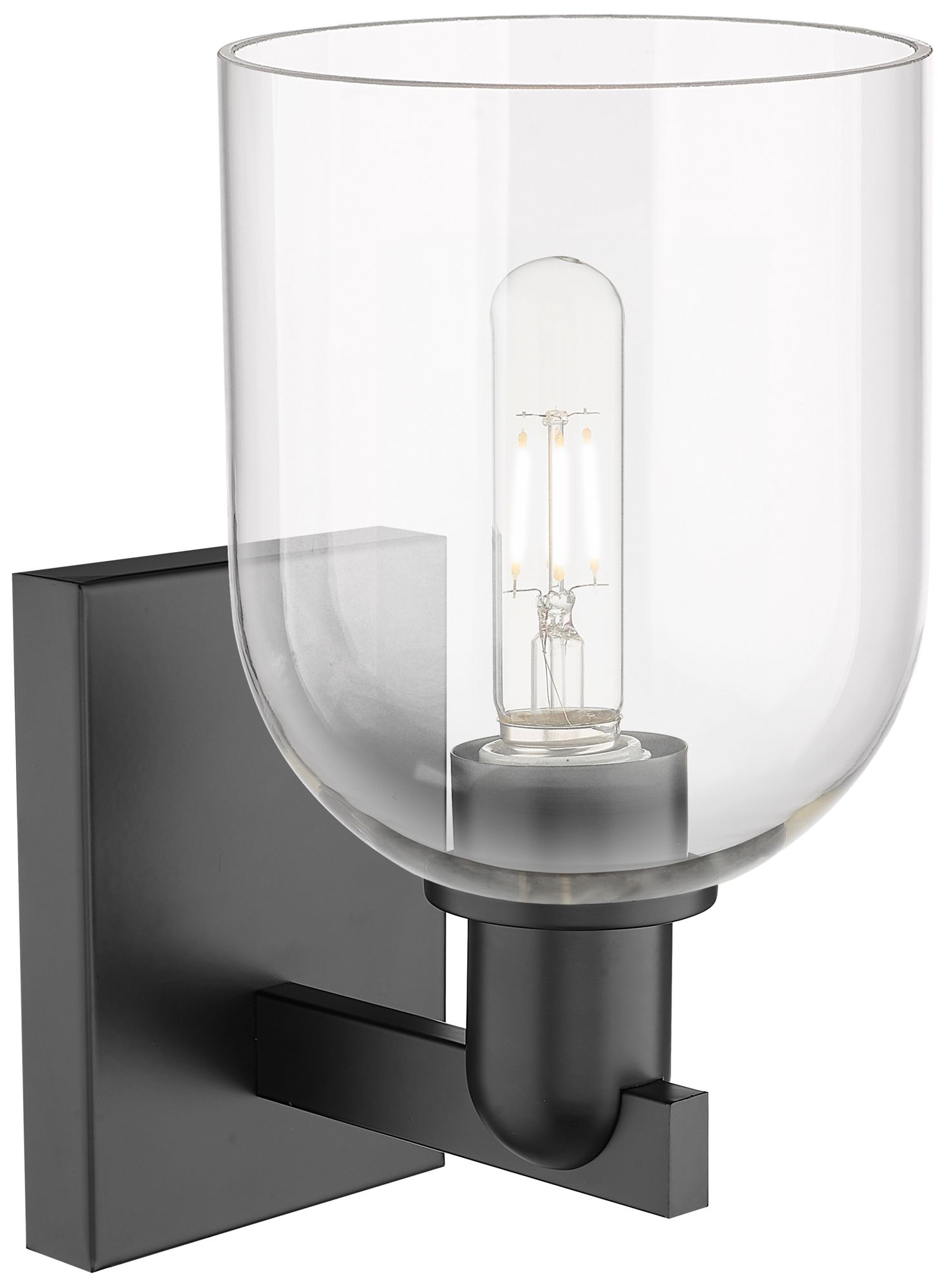 Image 2 Arcadia Bella 11" High Matte Black Sconce With Clear Shade more views