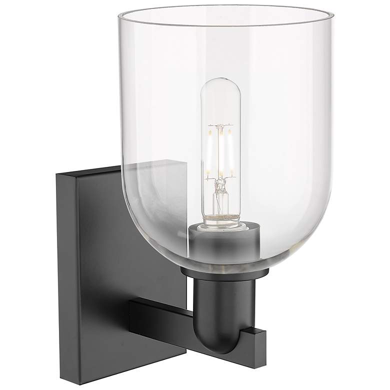 Image 2 Arcadia Bella 11" High Matte Black Sconce With Clear Shade more views