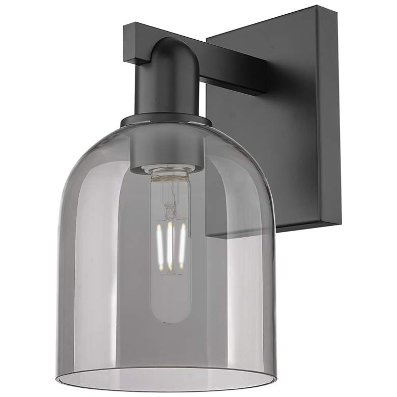 Image 1 Arcadia Bella 11" High Matte Black Sconce With Light Smoke Shade