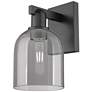 1_Arcadia Bella 11" High Matte Black Sconce With Light Smoke Shade