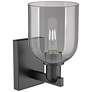 2_Arcadia Bella 11" High Matte Black Sconce With Light Smoke Shade more views