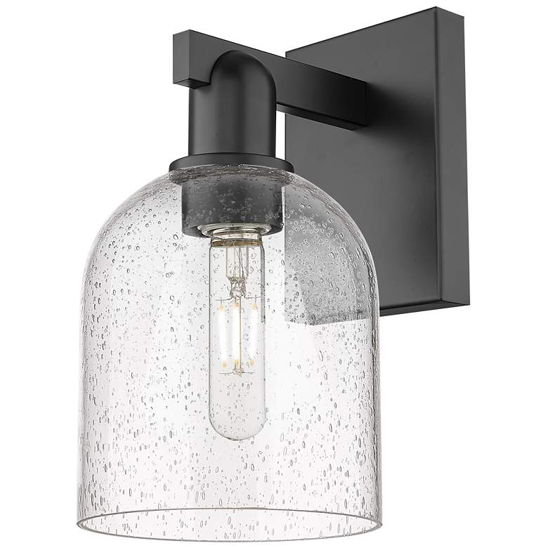 Image 1 Arcadia Bella 11" High Matte Black Sconce With Seedy Shade