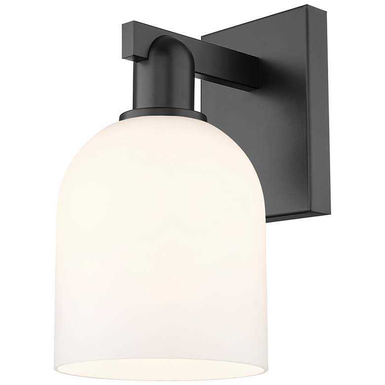 Image 1 Arcadia Bella 11" High Matte Black Sconce With White Shade