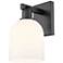 Arcadia Bella 11" High Matte Black Sconce With White Shade