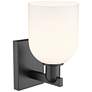 2_Arcadia Bella 11" High Matte Black Sconce With White Shade more views