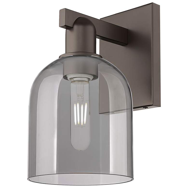 Image 1 Arcadia Bella 11" High Oil Rubbed Bronze Sconce With Light Smoke Shade