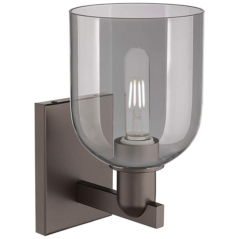 Image 2 Arcadia Bella 11" High Oil Rubbed Bronze Sconce With Light Smoke Shade more views