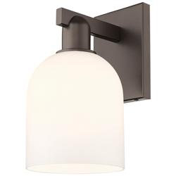 Arcadia Bella 11" High Oil Rubbed Bronze Sconce With White Shade