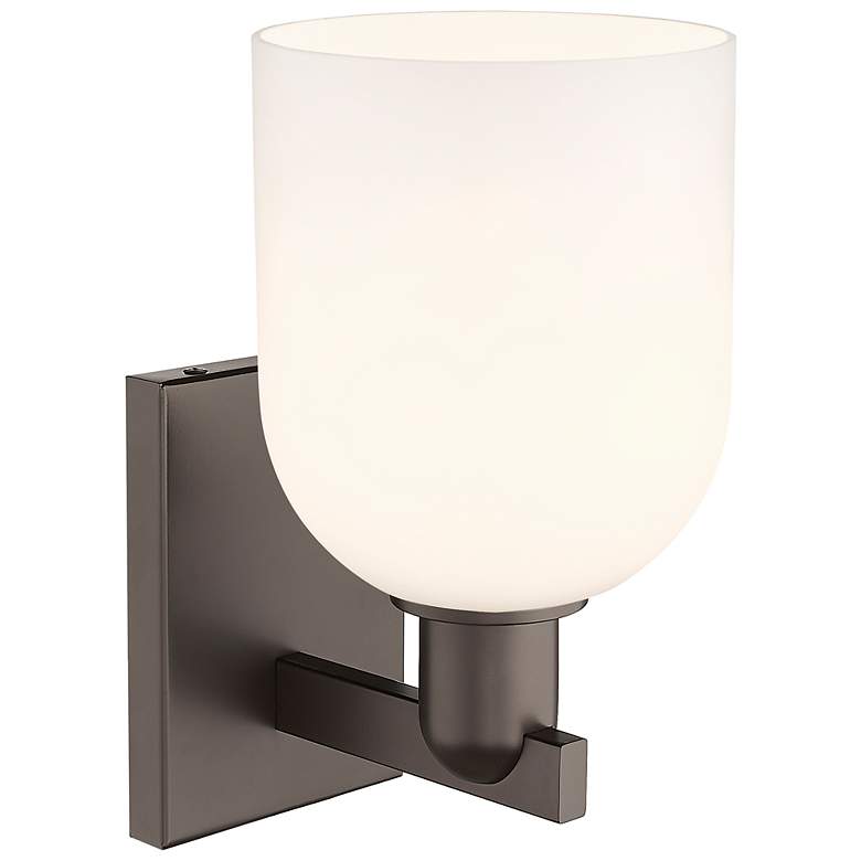 Image 2 Arcadia Bella 11" High Oil Rubbed Bronze Sconce With White Shade more views