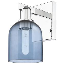 Arcadia Bella 11" High Polished Chrome Sconce With Blue Shade