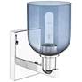2_Arcadia Bella 11" High Polished Chrome Sconce With Blue Shade more views