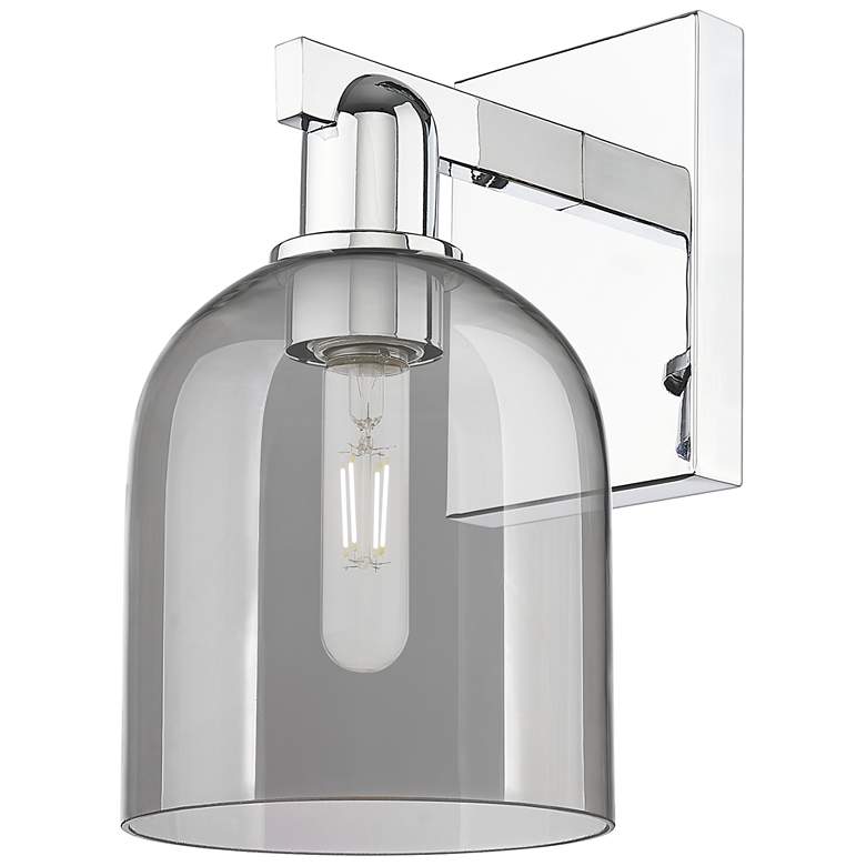 Image 1 Arcadia Bella 11" High Polished Chrome Sconce With Light Smoke Shade