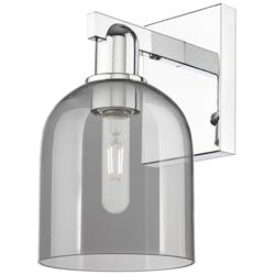 Arcadia Bella 11" High Polished Chrome Sconce With Light Smoke Shade