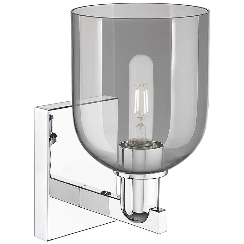 Image 2 Arcadia Bella 11" High Polished Chrome Sconce With Light Smoke Shade more views