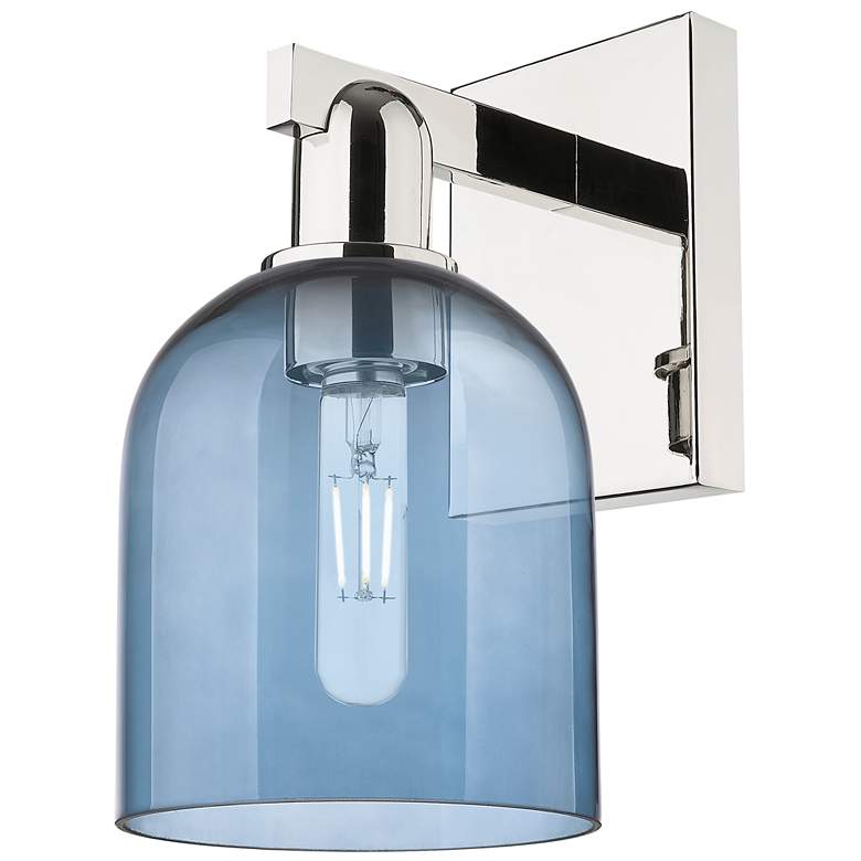 Image 1 Arcadia Bella 11" High Polished Nickel Sconce With Blue Shade