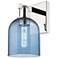 Arcadia Bella 11" High Polished Nickel Sconce With Blue Shade