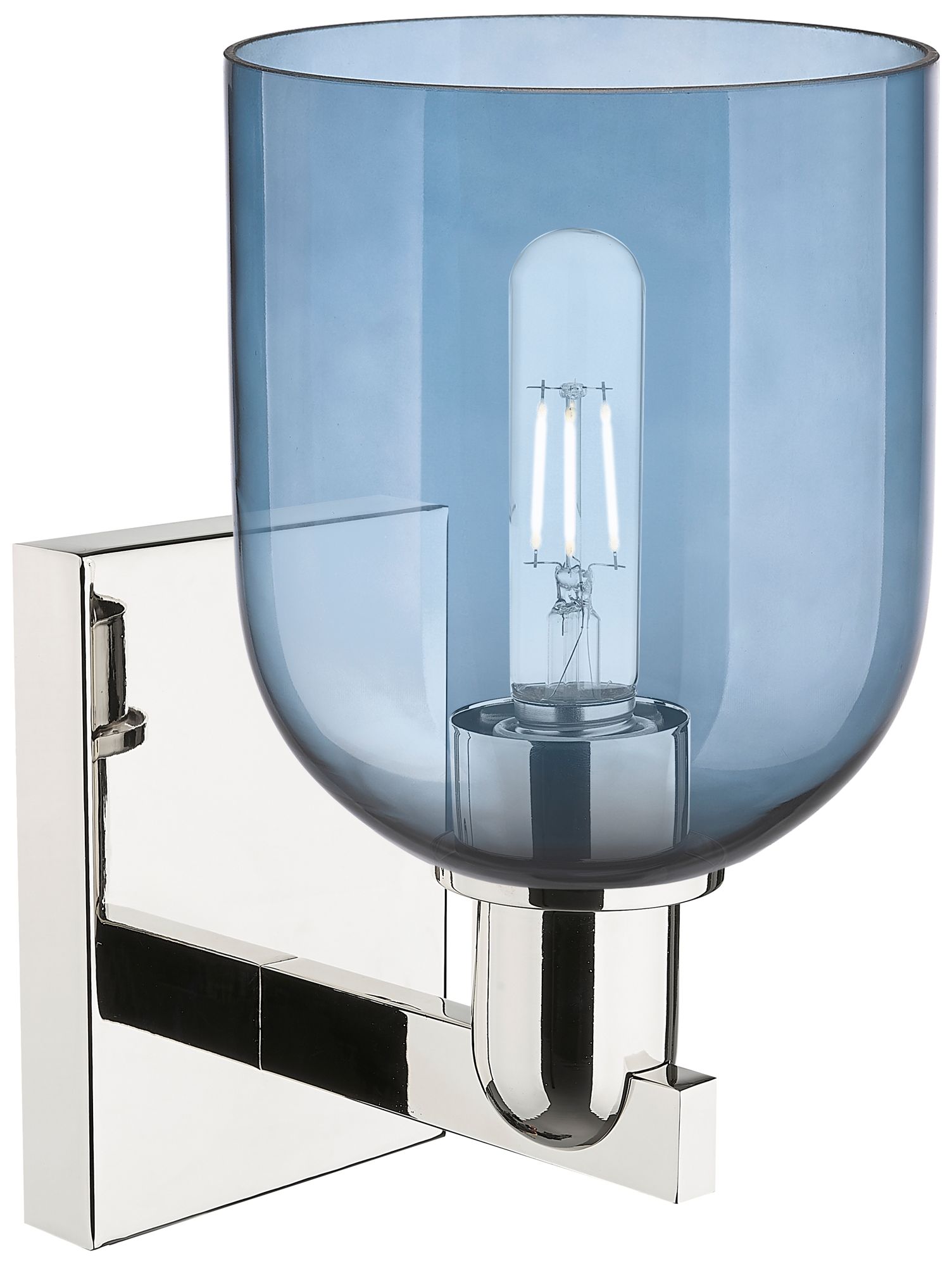 Image 2 Arcadia Bella 11" High Polished Nickel Sconce With Blue Shade more views