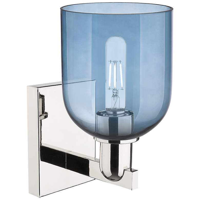 Image 2 Arcadia Bella 11" High Polished Nickel Sconce With Blue Shade more views