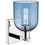 2_Arcadia Bella 11" High Polished Nickel Sconce With Blue Shade more views