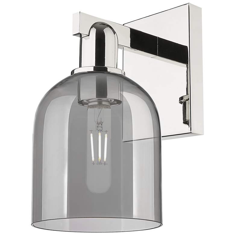 Image 1 Arcadia Bella 11" High Polished Nickel Sconce With Light Smoke Shade