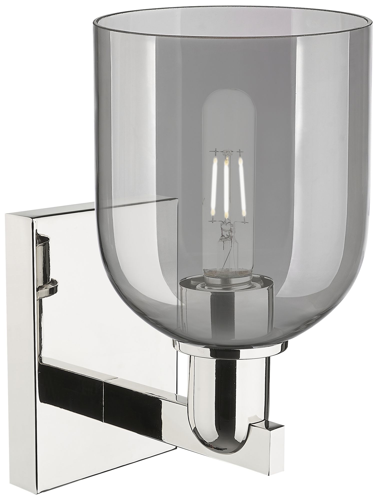 Image 2 Arcadia Bella 11" High Polished Nickel Sconce With Light Smoke Shade more views