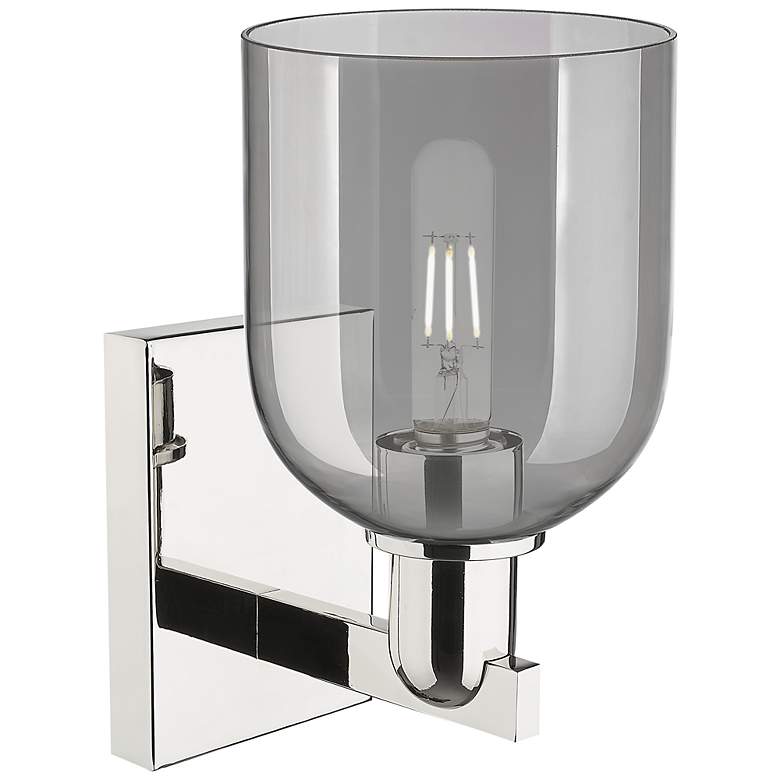 Image 2 Arcadia Bella 11" High Polished Nickel Sconce With Light Smoke Shade more views